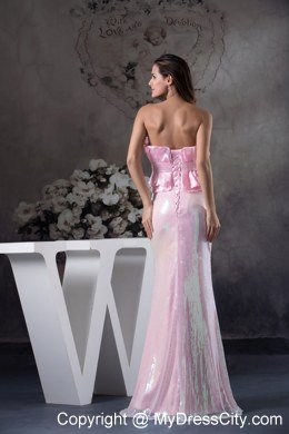 Hand Made Flowers Strapless Long Column Celebrity Dress in Pink