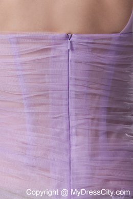 Pleated Sheer Lavender One Shoulder Mermaid Appliques Celebrity Dress