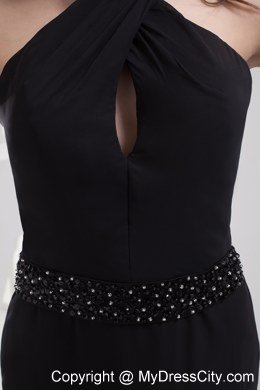 Mermaid Beading Celebrity Dress with Cool Neckline in Black