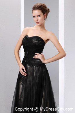 Pleated Empire Sweetheart Dress for Celebrity in Black