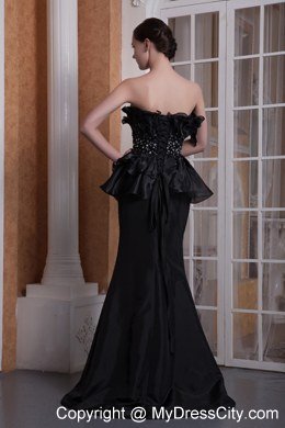 Ruffled Black Mermaid Strapless Dress for Celebrity