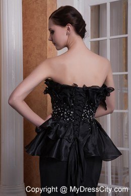 Ruffled Black Mermaid Strapless Dress for Celebrity