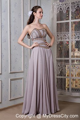 Grey Empire Celebrity Dress Strapless Chiffon Beading Floor-length