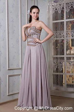 Grey Empire Celebrity Dress Strapless Chiffon Beading Floor-length