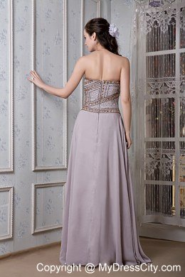 Grey Empire Celebrity Dress Strapless Chiffon Beading Floor-length