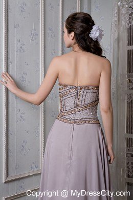 Grey Empire Celebrity Dress Strapless Chiffon Beading Floor-length