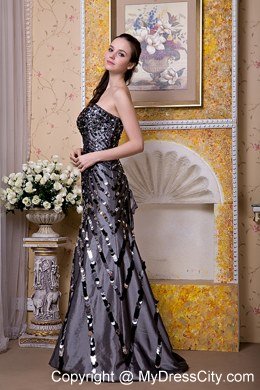 Black Column Strapless Celebrity Dresses Taffeta Sequins Floor-length