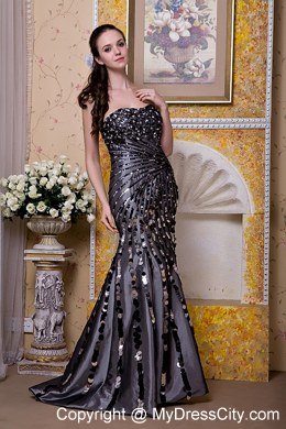 Black Column Strapless Celebrity Dresses Taffeta Sequins Floor-length