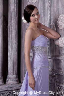 Lilac Beading Column Sweetheart Prom Dress for Celebrity