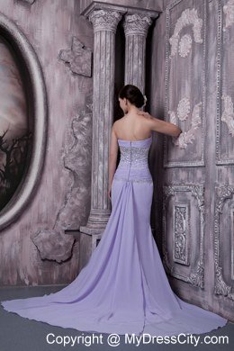 Lilac Beading Column Sweetheart Prom Dress for Celebrity