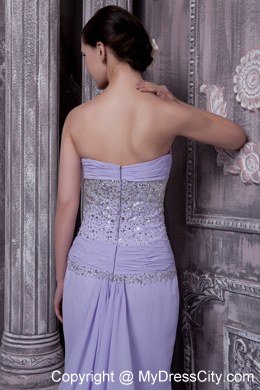 Lilac Beading Column Sweetheart Prom Dress for Celebrity