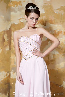 Light Pink Empire Celebrity Dress Beading Sweetheart Brush Train