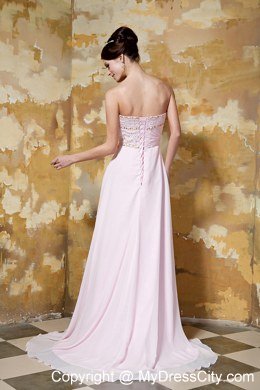 Light Pink Empire Celebrity Dress Beading Sweetheart Brush Train