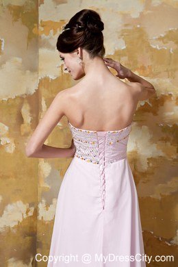 Light Pink Empire Celebrity Dress Beading Sweetheart Brush Train