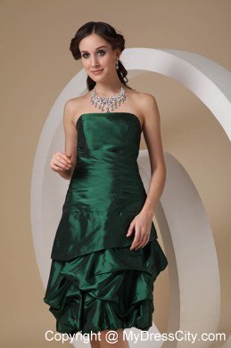 Impressive Dark Green Strapless Short Column Beading Bridesmaid Dresses