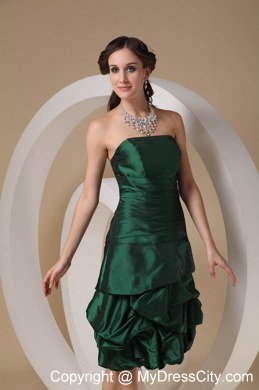 Impressive Dark Green Strapless Short Column Beading Bridesmaid Dresses