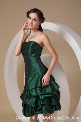 Impressive Dark Green Strapless Short Column Beading Bridesmaid Dresses