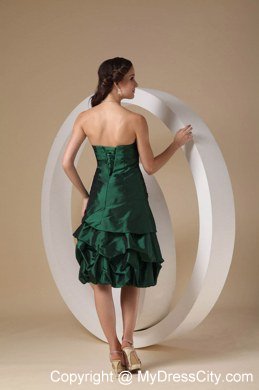 Impressive Dark Green Strapless Short Column Beading Bridesmaid Dresses