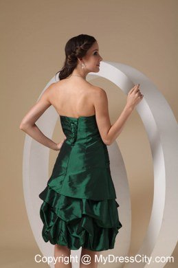 Impressive Dark Green Strapless Short Column Beading Bridesmaid Dresses