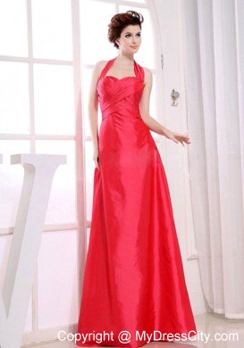 Recommended Red A-Line Floor-length Halter Top 2013 Bridesmaid Dress