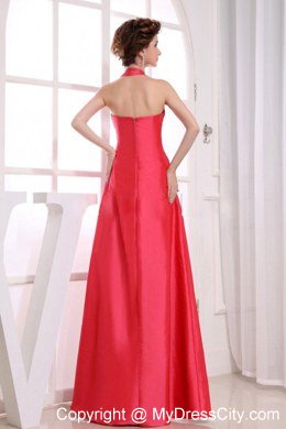 Recommended Red A-Line Floor-length Halter Top 2013 Bridesmaid Dress