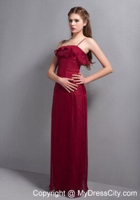 Romantic Wine Red Empire Chiffon Bridesmaid Dress with Spaghetti Straps