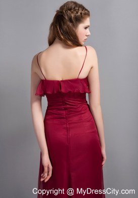 Romantic Wine Red Empire Chiffon Bridesmaid Dress with Spaghetti Straps