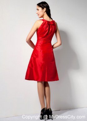 Fashionable Red A-line Knee-length Bateau Bridesmaid Dress Sleeveless