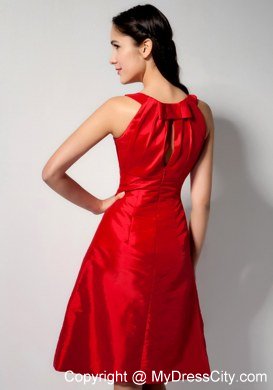 Fashionable Red A-line Knee-length Bateau Bridesmaid Dress Sleeveless