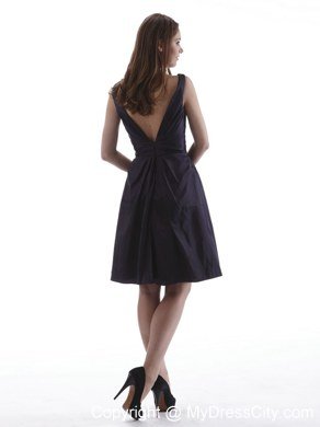 Wholesale Price Dark Purple A-line V-neck Short Maternity Bridesmaid Dress