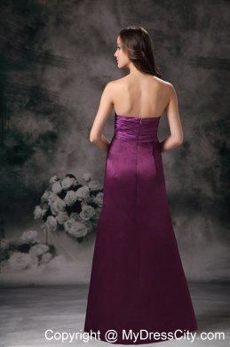 Wanted Beaded Sleek Purple Column Strapless Bridesmaid Dress Floor-length