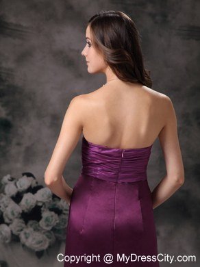 Wanted Beaded Sleek Purple Column Strapless Bridesmaid Dress Floor-length