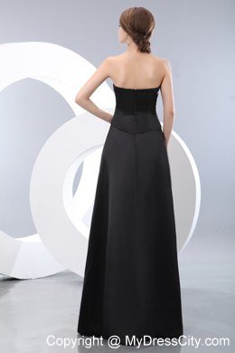 Chic Black Empire Strapless Ruching Dresses For Bridesmaid Floor-length