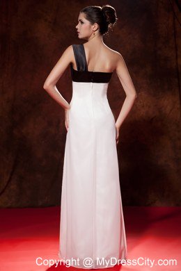 Pretty Black and White Empire One Shoulder Maid of Honor Dress