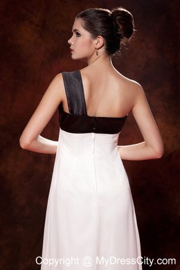 Pretty Black and White Empire One Shoulder Maid of Honor Dress