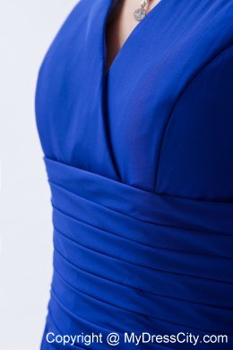 Royal Blue Column V-neck Floor-length Chiffon Bridesmaid Dress