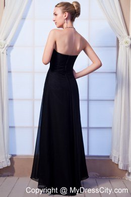 Black Empire Sweetheart Long Chiffon Ruched Maid of Honor Dress