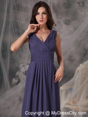 Beautiful Empire Ruched Floor-length V-neck Bridesmaid Dress