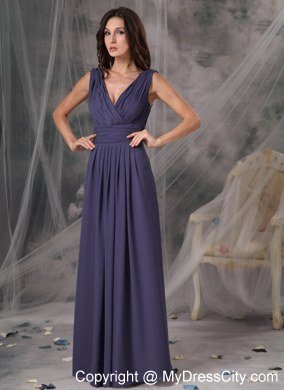 Beautiful Empire Ruched Floor-length V-neck Bridesmaid Dress