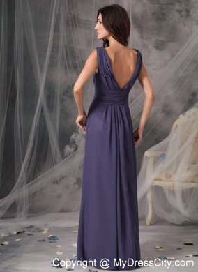 Beautiful Empire Ruched Floor-length V-neck Bridesmaid Dress