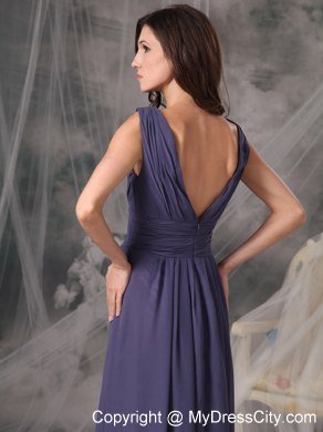 Beautiful Empire Ruched Floor-length V-neck Bridesmaid Dress