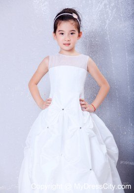 2013 A-line Ankle-length Flower Girl Dress with Bateau and Beading