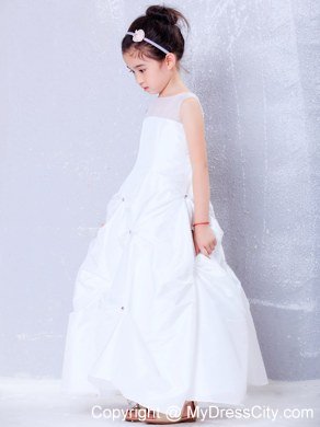 2013 A-line Ankle-length Flower Girl Dress with Bateau and Beading