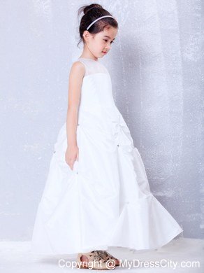 2013 A-line Ankle-length Flower Girl Dress with Bateau and Beading