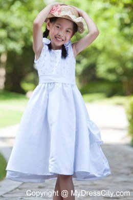 Sheath ScoopFlower Girl Dress Hand Made Flowers and Beading Decorate