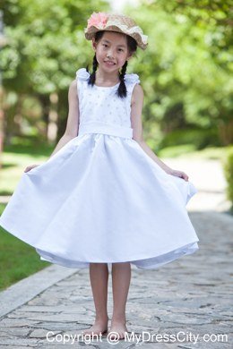 Sheath ScoopFlower Girl Dress Hand Made Flowers and Beading Decorate