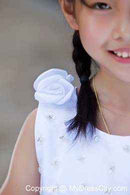 Sheath ScoopFlower Girl Dress Hand Made Flowers and Beading Decorate