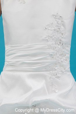 Scoop Neckline Floor-length Flower Girl Dress with Appliques and Pick-ups