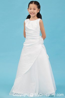 A-line Floor-length Flower Girl Dress Scoop Neckline with Appliques