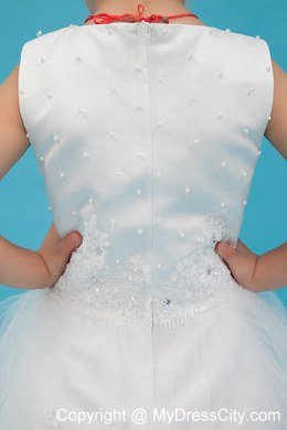 A-line Floor-length Flower Girl Dress Scoop Neckline with Appliques